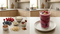 Smoothie malinowo-borówkowe z serkiem wiejskim – gęste, sycące i gotowe w 5 minut