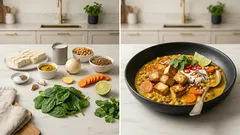 Tofu curry z ciecierzycą i soczewicą – kremowy sos kokosowy w 25 minut