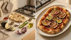 Pinsa z bakłażanem i cukinią: szybka „pizza” na puszystym placku