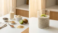 Kremowy pudding chia z białkiem i kiwi – śniadanie na zimno z lodówki