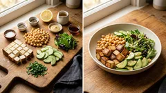 Sałatka z wędzonym tofu i ciecierzycą – sycąca, gotowa w 15 minut