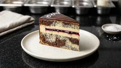 Popapraniec na blaszkę: biszkopt w trzy smaki z budyniowym kremem i dżemem