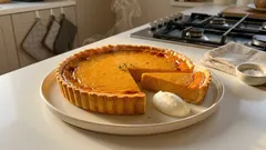 Tarta dyniowa z twarogiem na kruchym spodzie – kremowa i dobrze się kroi