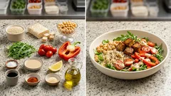 Sałatka z komosą i tempehem – sycący lunch z kremowym sosem tahini