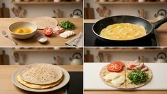 Tortilla wysokobiałkowa z omletem i szynką drobiową – gotowa na jednej patelni